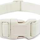 Cotton Hemp Dog Collar Adjustable, White Dog Collar Soft Natural Fabric with Quick Release, Cute Wedding Puppy Necklace for Small Medium Large Dog, White-M