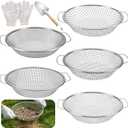5PCS Soil Sifter, Gardening Soil Sifter with Handle Rock Compost Sifting Screen for 5 Gallon Buckets Garden Metal Sieve Strainer with Shovel 2,4,6,8,10mm Mesh Sizes Remove Stone Fine Gravel Sand Dirt