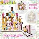 2 x Easter Decor- 4pcs Wooden Easter Bunny Table Centerpieces for Tabletop Rustic Bunny Wood Table Sign with Eggs and Flower Ornament, Farmhouse Rabbit Decorations for home, Office, and Party Suppliers