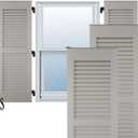 12"W x 50"H Americraft Two Equal Louver Exterior Real Wood Shutters (Per Pair), Hailstorm Gray
