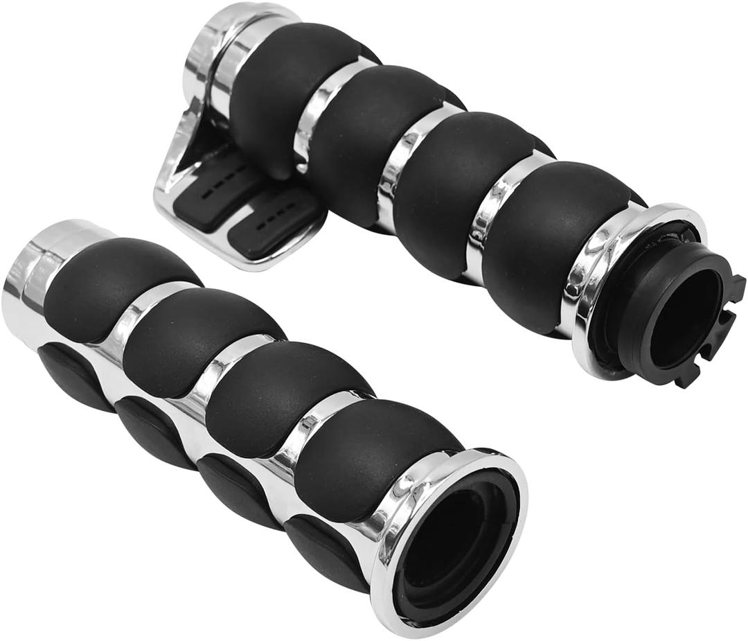 EATAKWARD 1 Inch Motorcycle Handlebar Grips 25MM Universal Non-Slip Handlebar Throttle Grips w or Throttle Assist Black Chrome Replacement for Harley Davidson Replacement for Suzuki Kawasaki, 2 Pcs