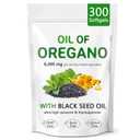 Oil of Oregano with Black Seed Oil, 2 in 1 Organic Oregano Capsules for Immune Support & Overall Wellness, Non-GMO, Gluten Free, 300 Softgel