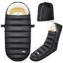 IvyWind Stroller Footmuff, Baby Winter Stroller Bunting Bag with Removable Zipper, Universal Warm Sleeping Bag for Cold Weather, Waterproof & Cozy Fleece Lining for Toddler Infant Kids, Black (Classic)