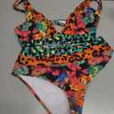 Hilinker Women's Leopard Bikini Swimsuits V Neck High Waisted 2 Piece Bathing Suits (Orange, M)