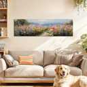 Coastal Wildflower Wall Art Abstract Beach Landscape Picture Bathroom Wall Decor Colorful Daisy Flower Sea Scenery Canvas Artwork Nature Nautical Print Cottagecore Living Room Decoration 14x48"