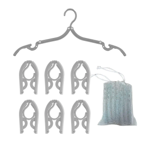 Conair Portable Clothes Hanger, Foldable Hanger Perfect for Travel, Set of 7,Grey