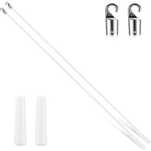 Bokon 2 Pieces White Fiberglass Blind Wand Vertical Blinds Stick Replacement with Hook and Handle for Window Opener Accessory(36 Inch)