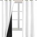 White Blackout Curtains for Bedroom 63 Inch Length, Black Out Thermal Insulated Grommet Window Drapes for Living Room, 2 Panels Set, Each 42 Inch Wide