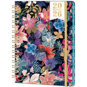 4 x 2026 Planner - 2026 Planner Weekly and Monthly, Jan.2026 - Dec.2026, 6.3" x 8.4", Planner 2026 Weekly Monthly Planner with Green Tabs, Twin-wire Binding, Back Pocket