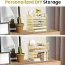Daltack 6 Tier Paper Organizer for Desk, Paper Letter Tray Organizer for Desks, Mesh Desk File Organizers with Handle for Office, Home, School, Gold