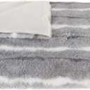 Luxe Faux Fur Throw Blanket 50 x 60 Inch | Fuzzy Blanket with Plush Faux Fur Pile and Soft Fleece Back | Machine Washable Warm Fluffy Blanket for Bed or Couch, Dayton Grey/White/Black