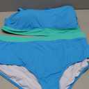 Tempt Me Women Plus Size High Waisted Bikini Bandeau Two Piece Swimsuit (Blue Green Colorblock)