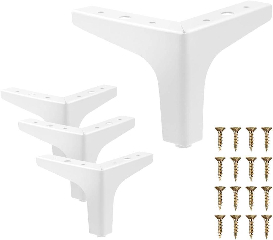 AODIOU Furniture Legs White Replacement Feet: Sofa Legs 4 Inch European Style Dresser Legs Set of 4