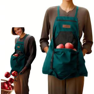 Gardening Apron with Harvesting Pouch for Women/Men, Adjustable Cross BackZippered Phone Pocket - Great Gift