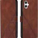 Flip Case for Samsung A06 Faux Leather Wallet Holster with Cards Holder Kickstand Magnetic Closure Shockproof Folio Protect Cover for Samsung Galaxy A06. Brown YBS