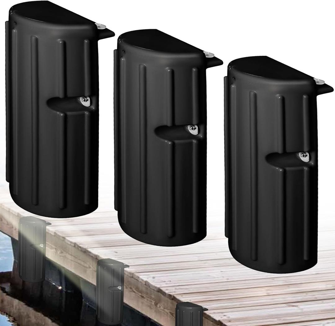Dock Bumper Fender,Boat Dock Bumpers for Edge or Side,Marine Fender Guard,Vertical Protection,Durable Construction,Includes Mounting Hardware,3 Pack-Black