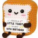 13th Birthday Gifts for Girls Boys, Cute Handmade Crochet Toast Decorations with 13th Bday Card, Unique Birthday Gifts for Teens 13, Gift for Son Daughter Grandchildren from Aunt Uncle