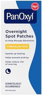 PanOxyl PM Overnight Spot Patches, Advanced Hydrocolloid Healing Technology, Fragrance Free, 40 Count Pack of 1