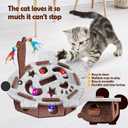 Interactive Felt Cat Maze Box with Cartoon Mouse-Shaped Post Puzzle ExerciseHide Seek Moving Toy for Cats, Mental Enrichment Self-Play Toy Encourages Hunting Instincts with 4 Balls (Gray)