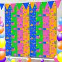 29Pcs Cute Pink pig Party Decorations,Rainbow color 3.3x6.6ft Tinsel Foil Fringe Curtains Banners and Multicolour Balloons for Cartoon Theme Birthday Decorations Boys and Girls Party Supplies