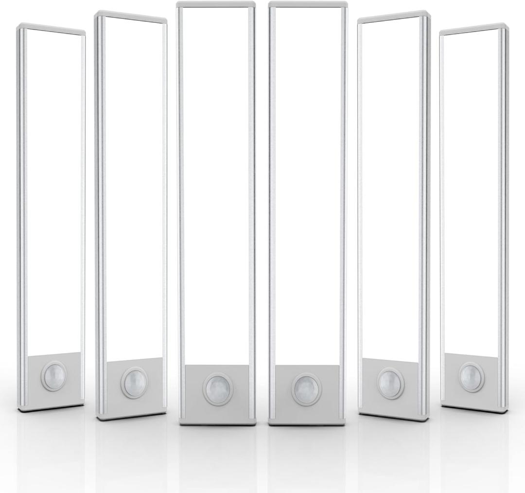 6 Pack Under Cabinet Lights Wireless, 32 LED Motion Sensor Light Indoor Rechargeable Magnetic Closet Lights Battery Operated, Under Counter Lights for Kitchen, Wardrobe, Hallway, Stairs (8inch)