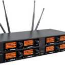 Wireless Microphone System Pro Audio 8 Channel UHF 8 Lavalier Bodypacks 8 Lapel Mic 8 Headsets for Karaoke System Meeting Church Speaking Conference Wedding Party Frequency B