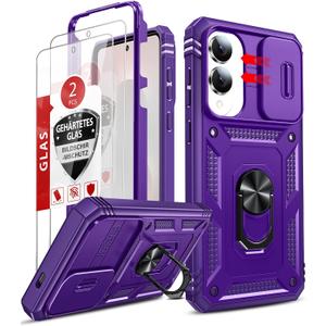 LeYi for Samsung S25-Edge Case: Galaxy S25 Edge Phone Case with [Tempered Glass Screen Protector] X2, Camera Cover & Full Body Protection Cell Android Basic for Samsung Galaxy S25 Edge Case, Purple