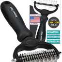 Maxpower Planet Hair Brush - Double Sided Shedding, Dematting Undercoat Rake for Dogs and Cats, Extra Wide Dog Grooming Brush, Reduce Shedding by 95%, Black (Large)
