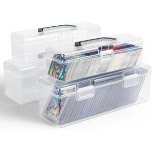 HOXHA Trading Card Storage Box 4 Pack Large & Small Holder Cases for Toploader & Standard Cards, Durable Organizer with 2600+ Capacity, Perfect for Card Collectors