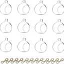 Nuptio 12 Pcs Hanging Tea Light Candle Holders Mini Glass Candle Holder 2.36" Diameter Baubles Globe Garden Ornament, Tealight Holders for Christmas Halloween Wedding Party Decorations for Reception