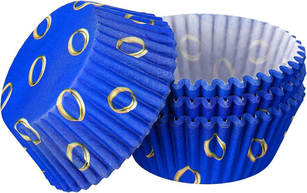 Tioncy 300 Pcs Video Game Cupcake Liners Blue and Gold Rings Cupcake Wrappers Cartoon Theme Party Decorations Baking Cup Liner Holder Video Game Carnival Circus Birthday Baby Shower Party