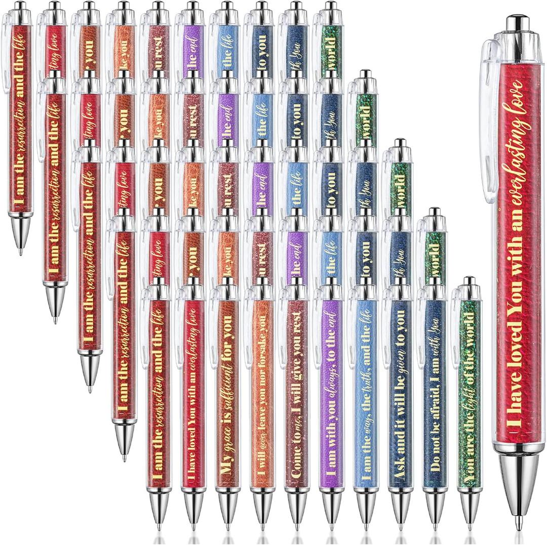 Mr. Pen- Christian Pen Set, 50 Pack, Black Ink, Earthen Hues, Bible Verse Pens Ballpoint Bulk