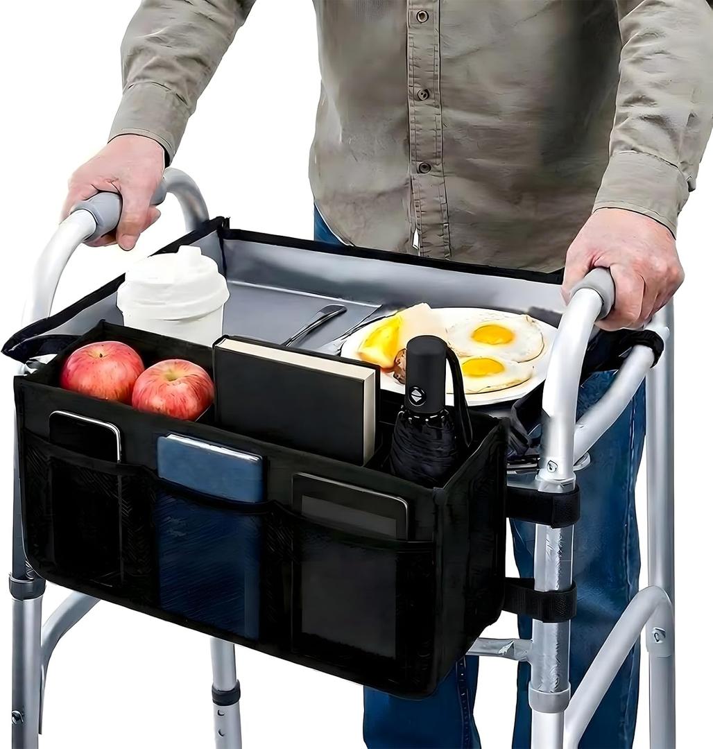 2pcs Walker Basket with Tray for Folding Rolling Walker Accessories,Classic