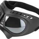 Waterproof Windproof Dog Sunglasses Protective Pet Eyewear with Soft Frame Silver for Outdoor Activities