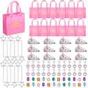 Hungdao 72 Pcs Princess Party Favor for Girls Halloween Princess Birthday Pretend Jewelry Toys Bulk Includes Goodie Bags, Crowns and Tiaras, Rings, Earrings Wands for Halloween Decorations