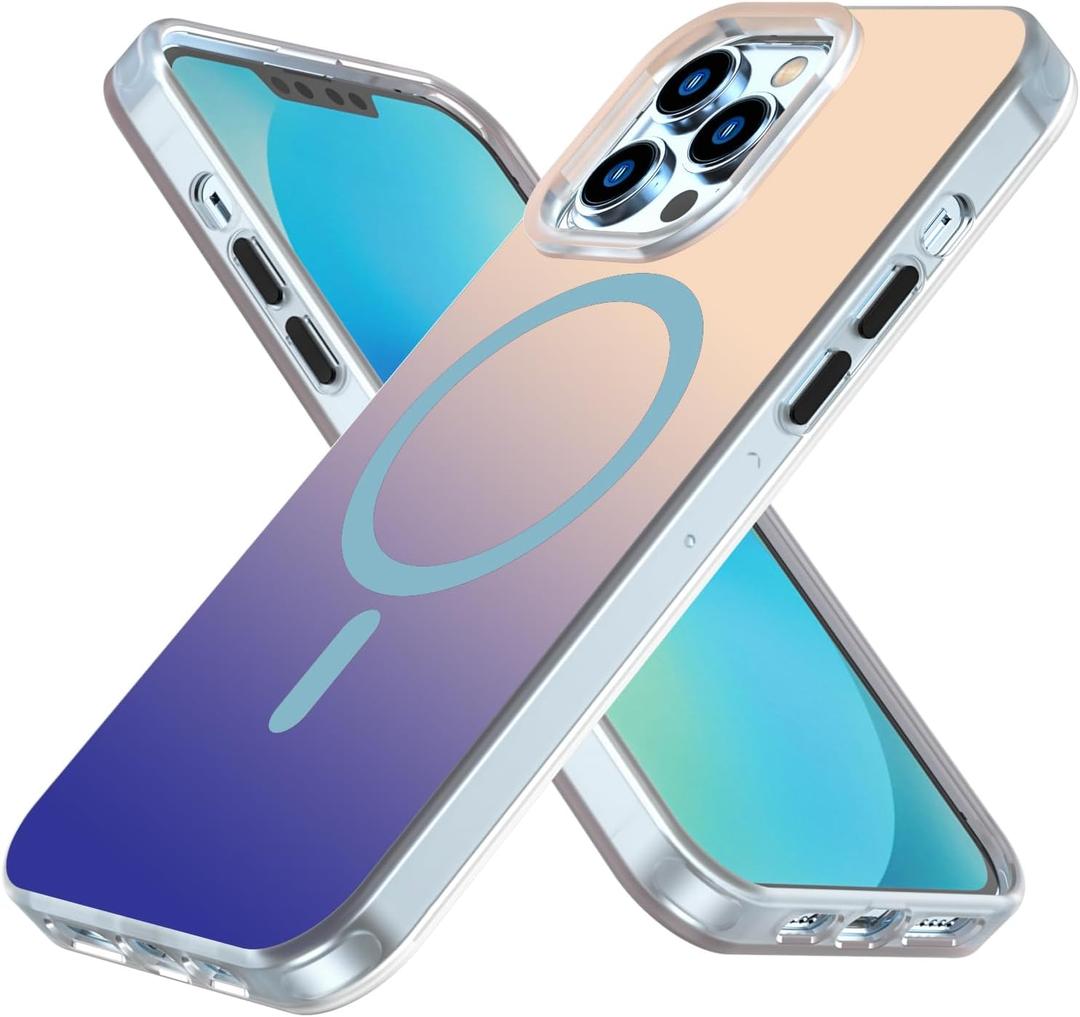 AUROX Magnetic Case for iPhone 13 Pro Case, Compatible with MagSafe, Shockproof Military-Grade Protection Phone Case, Iridescent Translucent Matte Slim Protective Phone Cover, Gradient Blue
