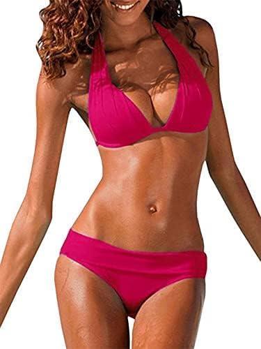 Womens Halter Padded Top Push up Bikini Set Two Piece Bathing Suit S
