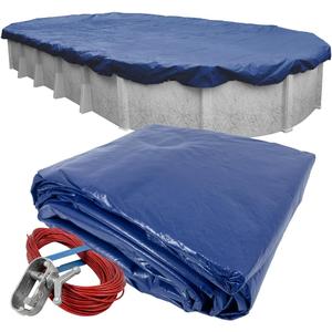 Pool Mate 12 x 18 ft Extra Strength Platinum Oval Above Ground Pool Cover | Blue Winter Cover, 4 ft Overlap (16 x 22ft Cover Size), Solid 12 x 12 Scrim, 3.7 oz/yd2, Style: 271218-4PMA