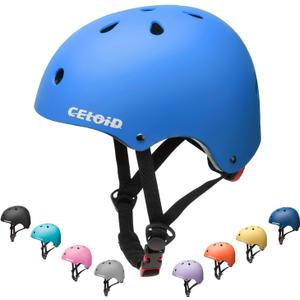 CELOID Kids Bike Helmet, Toddler Skateboard Helmets for Ages 8-14 Years Boys Girls, Adjustable Multi-Sport Bicycle Skateboarding Football Roller Skating Scooter Rollerblade Balance Bike Helmet, Blue
