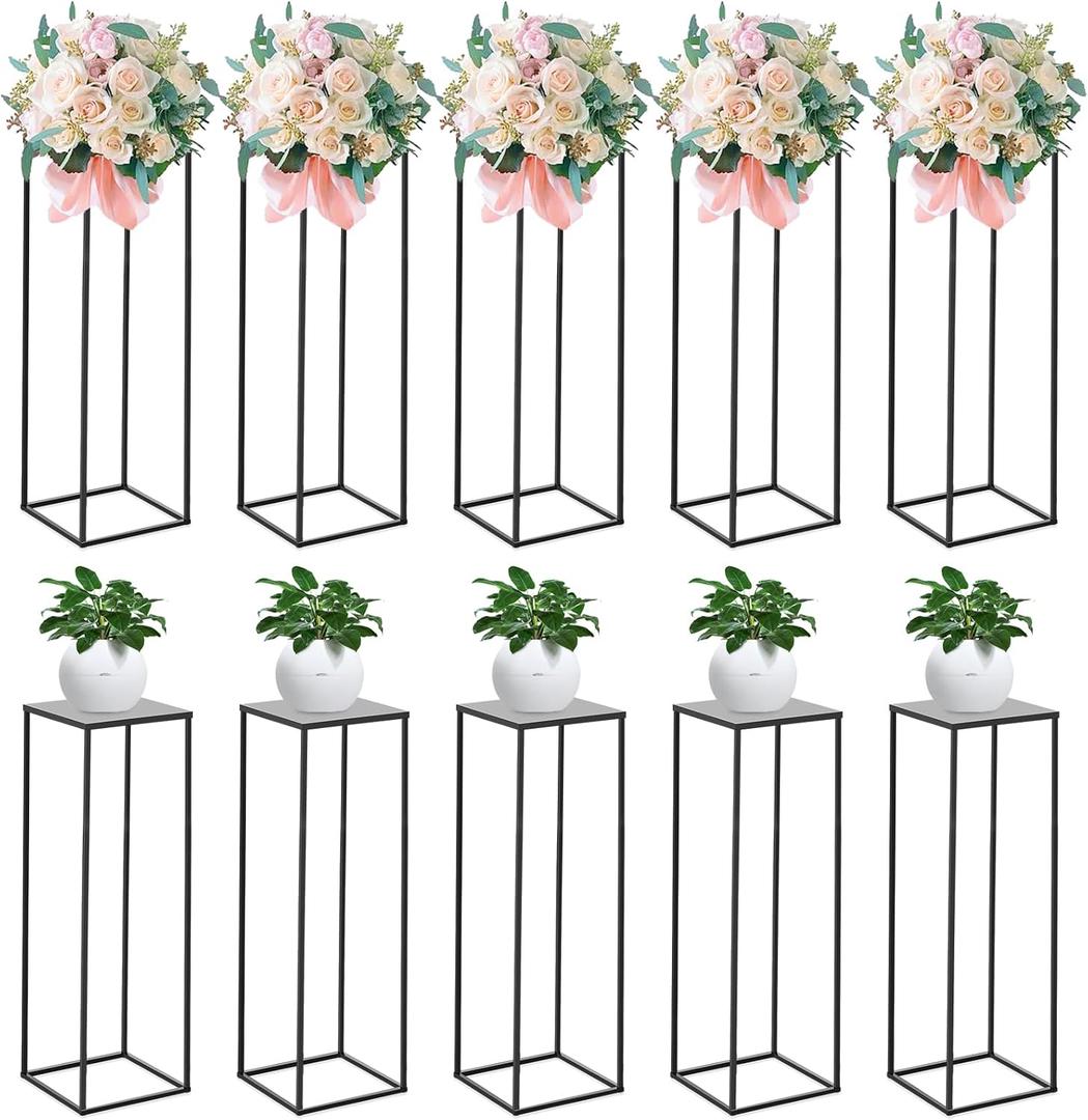 10 PCS Black Vases Flower Stands 31.5", Wedding Centerpieces for Tables, Metal Geometric Flower Vase, Tall Flower Stand Flower Vase for Centerpiece Home Table Decorations