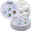 The Dreidel Company Classic Seder Plate Disposable Passover Seder Plate, 25-Pack Deluxe Quality Plastic 10" Disposable Plates