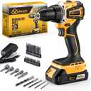 20V Brushless Cordless Drill/Driver, Compact Power Drill Set, Yellow Rechargeable Lithium-Ion Drill Kit, including 2.0Ah Battery, Charger and 3/8-inch Keyless Chuck