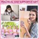 Pinkunn 25 Sets Breast Cancer Awareness Accessories Bulk Breast Cancer Gift for Women Compact Mirrors with Pink Ribbon Boxing Glove Design, Ballpoint Pens, Motivational Cards Charity Party Favors