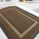 OLANLY Front Door Mat Indoor Outdoor Entrance, Waterproof All-Season, All-Weather Doormat, Sturdy Natural Rubber, Fade Resistant, Low Profile, Easy Clean Patio Porch Entryway Mat, 59x35, Brown