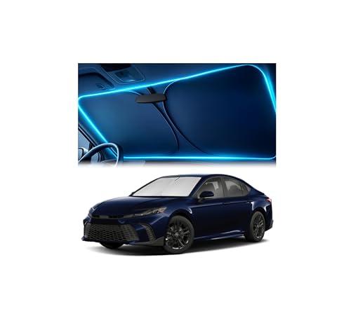 Windshield Sun Shade for Toyota Camry 2025-2026 LE/XLE/SE/XSE/Hybrid – Custom Fit Sun Shield with Mirror Cut‑Out, Blocks Heat & UV, Foldable with Storage Pouch - Toyota Camry Windshield Sunshade