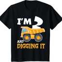 Kids Two 2yr 2th Birthday Construction Boy 2 Years Old TShirt 2T