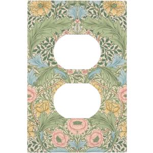 Morris Vintage Floral Lotus Pink Pomegranate Flower Outlet Covers 1 Gang Duplex Light Switch Cover Decorative Switch Plates Electrical Receptacle Faceplate Wall Plate for Bedroom Living Room Decor