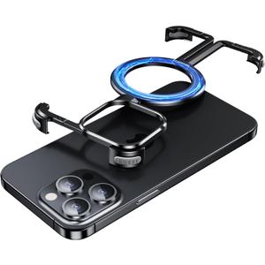 OATSBASF iPhone 14 Pro Max Bumper Case with Invisible Magnetic O-Ring Stand, Minimalist Frameless Case, Black (for iPhone 14 Pro Max 6.7)