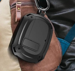 Compatible with Beats Studio Buds/Buds+ Case Cover 2021/2023, [Secure Lock] Cool Beats Studio Buds Plus Protective Shell Men Women with Keychain for New Beats Studio Ear Buds Case - Black[CASE ONLY]