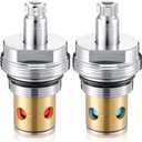 Enhon Hot and Cold Stem Compatible with 6N-7H and 6N-7C, Stem with Bonnet & Cap Compatible with Kohler Tub and Shower Faucets, for 2 Handle Faucets, Brass and Chrome, Set of 2